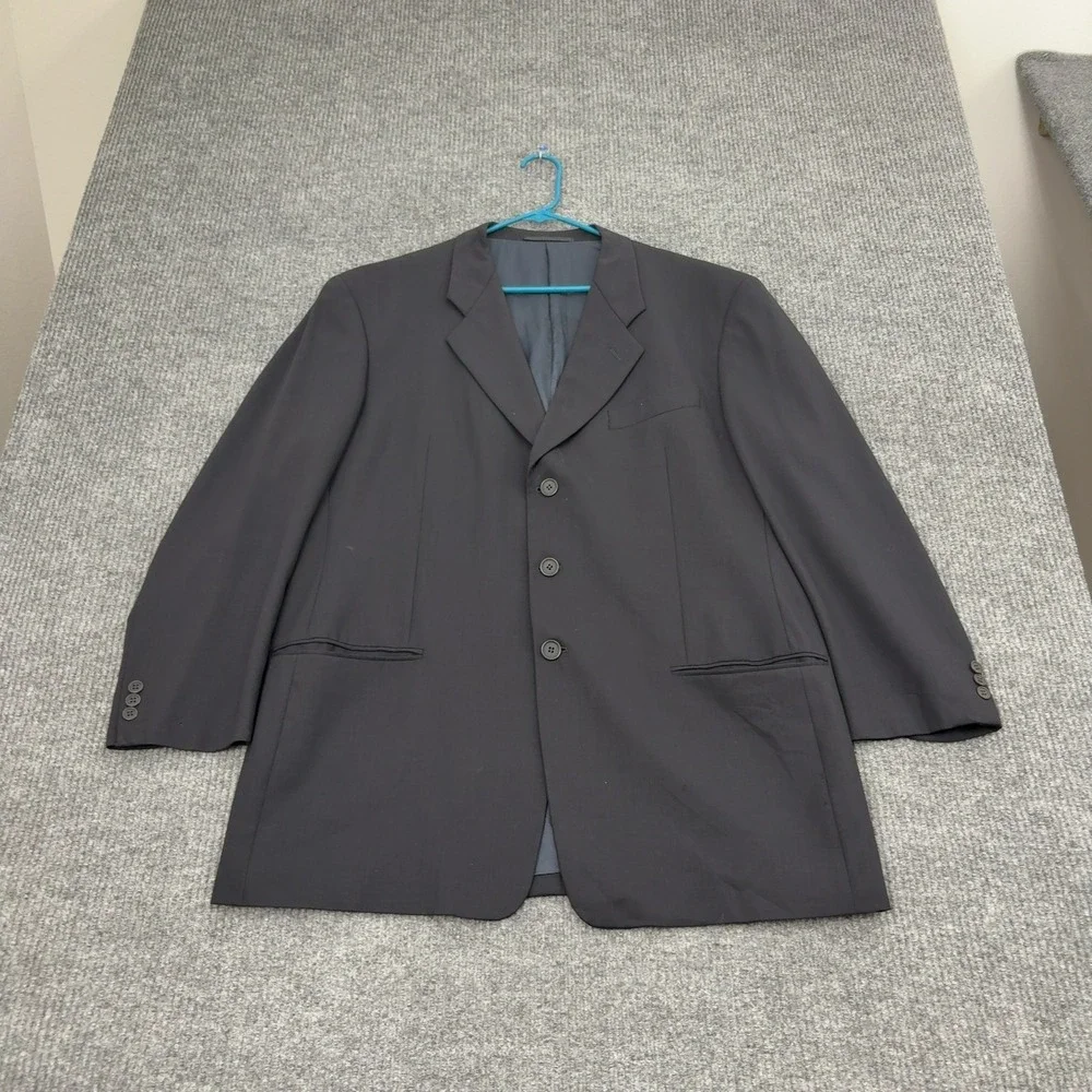 Vintage Giorgio Armani Blazer Mens 25x33.5 Black Wool Blend Three Button Luxury